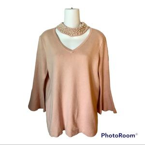 Karl Lagerfeld Paris Pearl Neck Choker  Sweater Blush Pink NWT $79 Size Medium